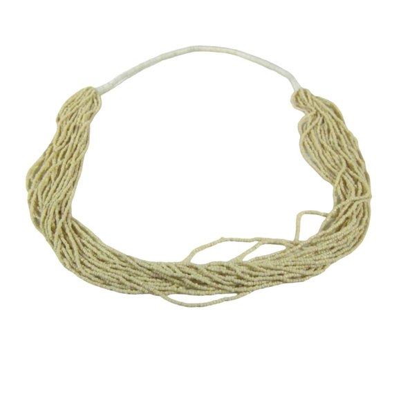 Necklace Glass Beaded 34 inch Tan Multi Strand Jewelry Statement NO CLASP - Picture 1 of 7